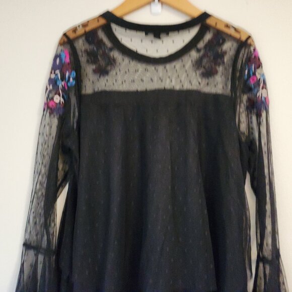 Lane Bryant Sheer Embroidery Babydoll Tunic Top 14/16 Wimsigfoth Fairy Grunge - Picture 9 of 12